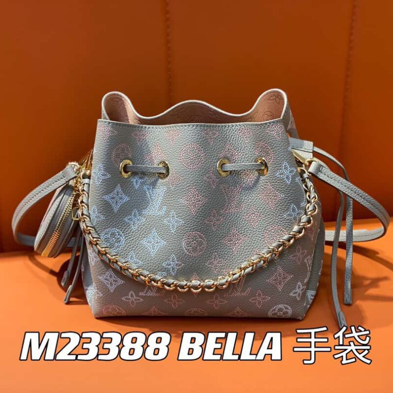 【原单精品】M23388浅灰色 全皮水桶包系列 BELLA 手袋 灰色/渐变(镂空)