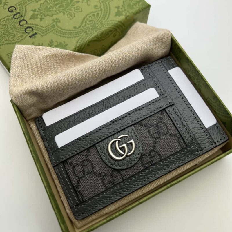 GUCCI Ophidia系列GG卡片夹 732018灰PVC/灰皮