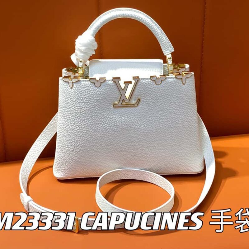 【原单精品】M23331白色 全皮cap那英款系列 CAPUCINES BB 手袋 Capucines BB Flower Crown 手袋