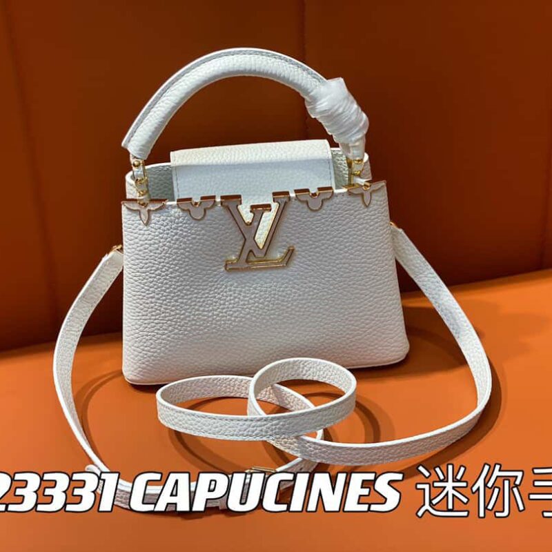 【原单精品】M23331白色 全皮cap那英款系列 CAPUCINES 迷你手袋 Capucines 迷你Flower Crown 手袋