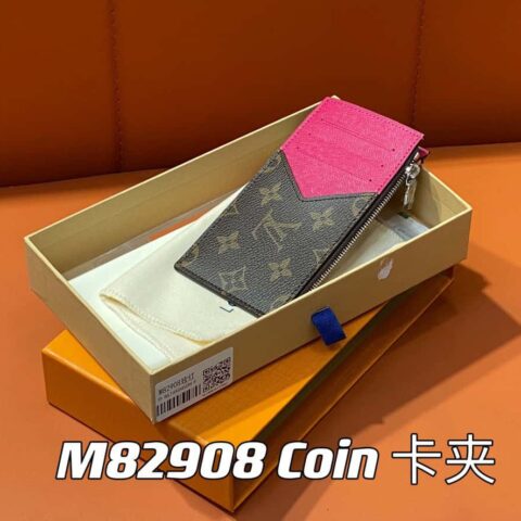 【原单精品】M82908老花梅红色 卡夹钱包系列 本款 Coin 卡夹 卡包