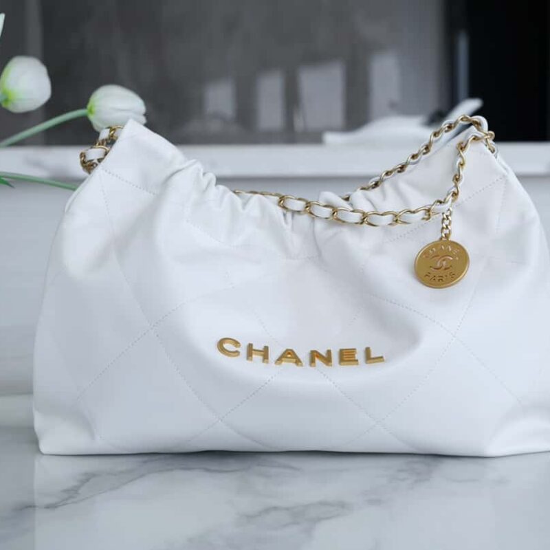 CHANEL 24C横版22手袋 AS4486白色金扣