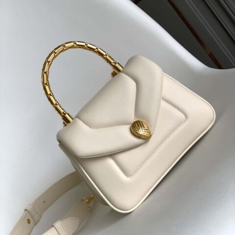 BVLGARI宝格丽 SERPENTI REVERSE系列小号手提包 292128白色20CM