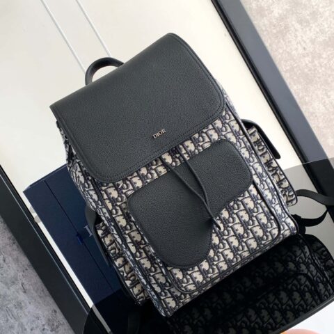 DIOR Oblique 印花 马鞍双肩背包