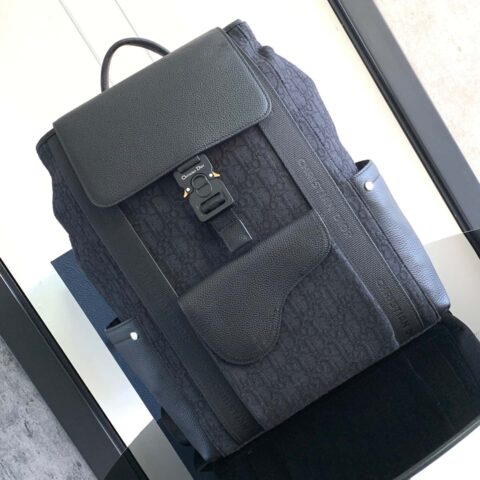 DIOR Oblique 印花 马鞍双肩背包