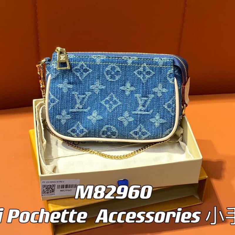 【原单精品】M82960蓝色丹宁牛仔 迷你麻将包系列 Mini Pochette Accessories 小手袋