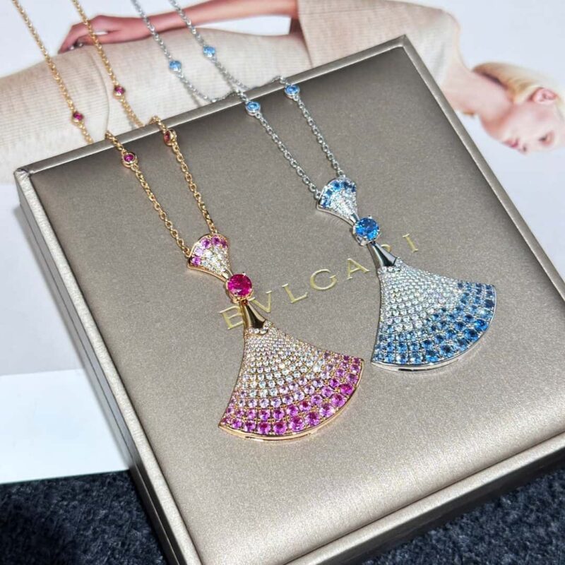 ❗️新品❗️ ☀BVLGARI宝格丽DIVAS’ DREAM 渐变粉 渐变蓝钻扇子项链  ☀️