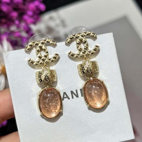 ❗️新品❗️ ☀️新款☑️ 香奈儿c3双c菱格粉宝石耳钉耳环 ☀️