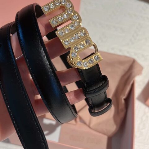 MIUMIU钻饰搭扣city腰带 2.0cm