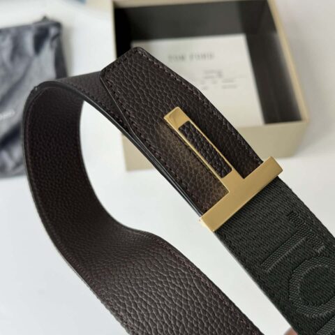 TOMFORD汤姆福特 男士T字搭扣双面腰带 4.0CM