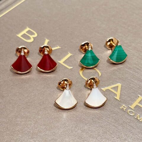 ❗️新品❗️ ☀️原单货 ☀BVLGARI宝格丽DIVAS’ DREAM 白贝母 红玉髓 孔雀石扇子耳钉耳环 ☀️