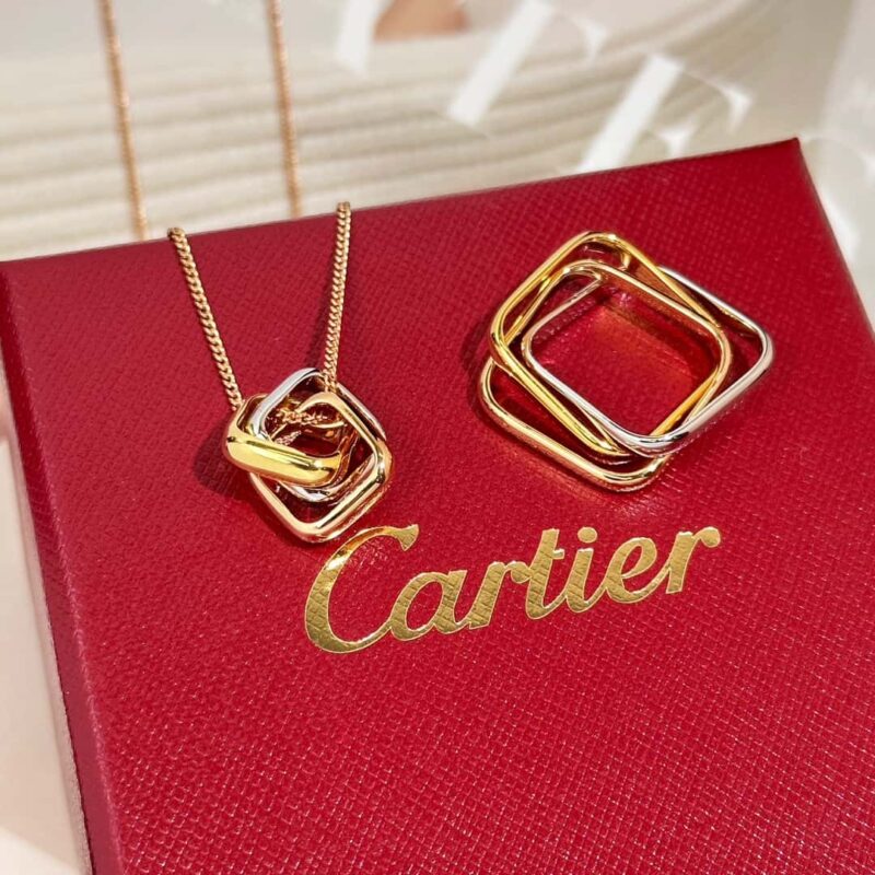 ❗新品❗新版☀原单高版本 ☀卡地亚Cartier TRINITY枕形三色环项链 戒指 ☀