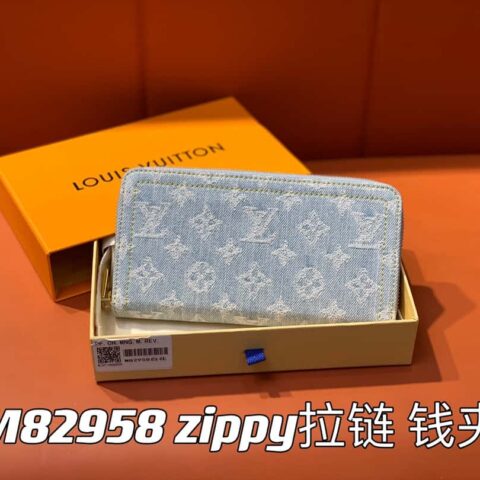 【原单精品】M82958浅蓝色牛仔 单拉链钱包系列 zippy拉链 钱夹 (丹宁牛仔)