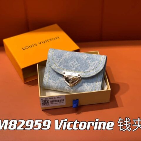 【原单精品】M82959浅蓝色牛仔 三折钱包系列 Victorine 钱夹(丹宁牛仔)
