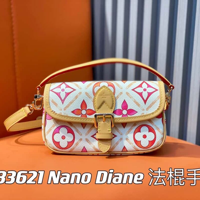 【原单精品】M83621玫红色印花 迷你法棍包 Nano Diane 法棍手袋 玫红（2024 夏天）By the Pool 夏日系列