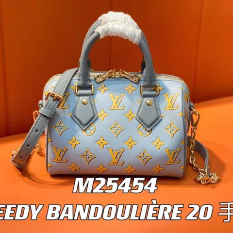 【原单精品】M25454蓝色丝印 全皮speedy枕头包系列 SPEEDY BANDOULIÈRE 20 手袋