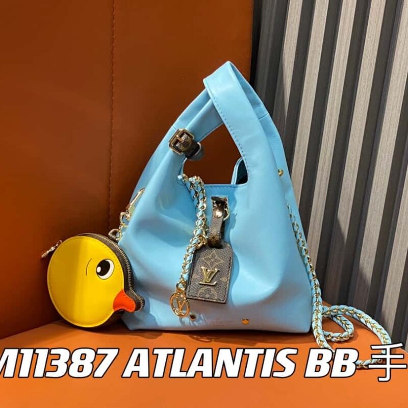 【原单精品】M11387蓝色全皮(配小黄鸭)变码芯片版 小号购物袋系列 ATLANTIS BB 手袋