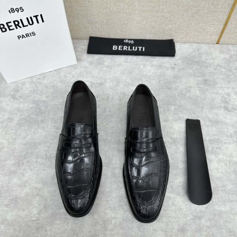 💋💍Berlut* 布鲁提 新款男士手工擦色乐福鞋皮鞋