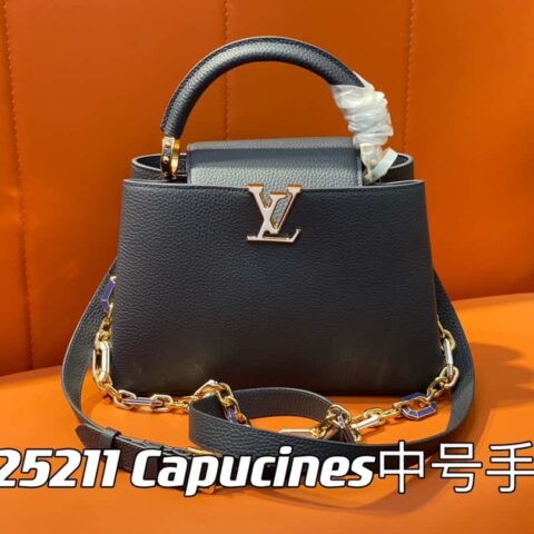 【原单精品】M25211深蓝色(链条)M24863 全皮cap那英款系列 Capucines中号手袋