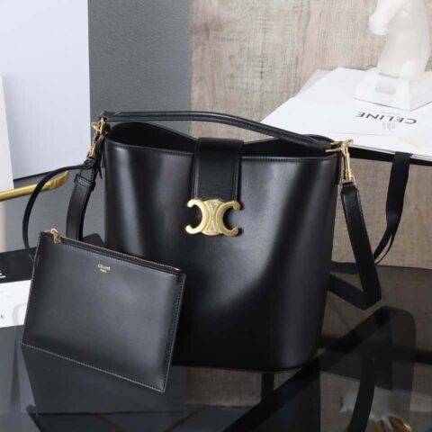 【特级全钢五金】24s新款Louise水桶包CELINE LOUISE中号光滑牛皮革手袋编号:116613FX9.38NO
