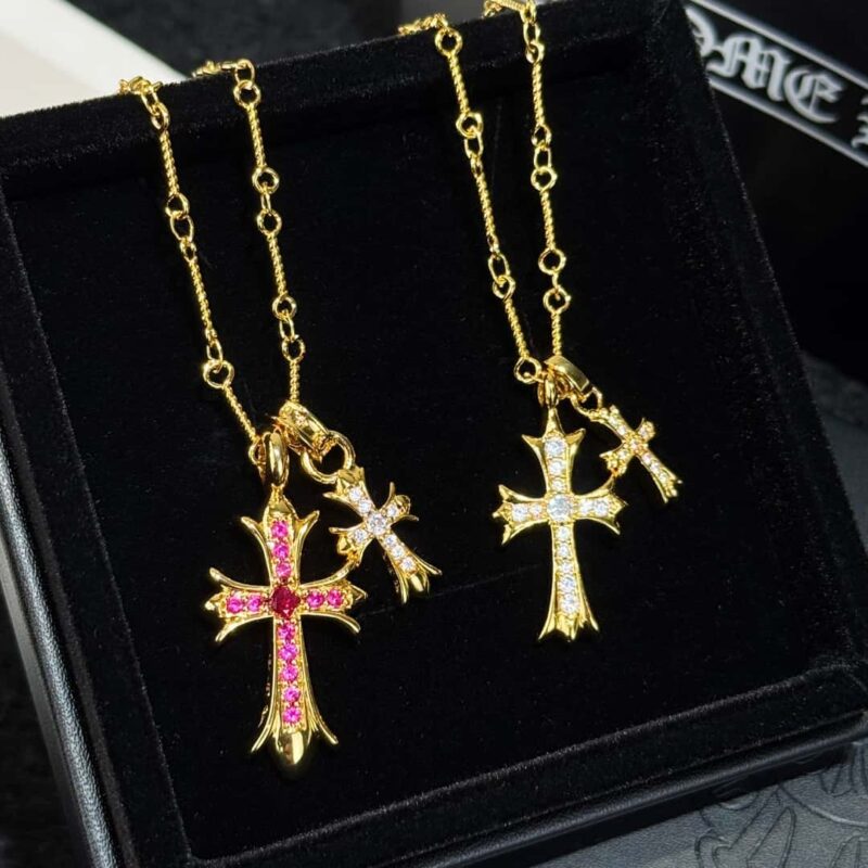 ❗新品❗  ☀新款克罗心满钻双十字项链 ☀