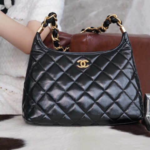 𝐂𝐡𝐚𝐧𝐞𝐥 𝟮𝟰𝗮高级手工坊 Hobo黑色 大号 正品皮 AS4923