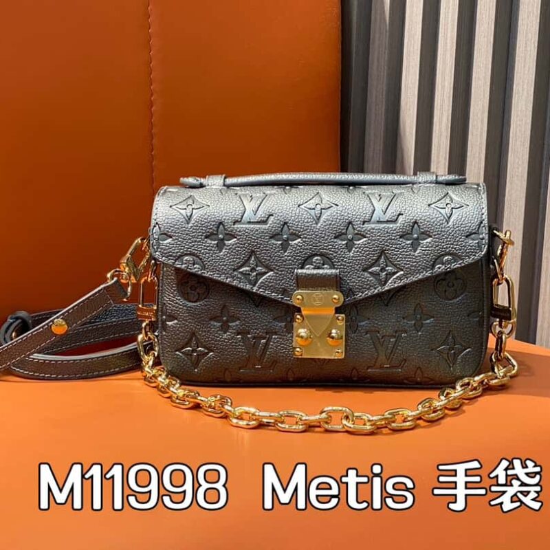 【原单精品】M11998枪灰色 全皮压花链条邮差包系列 Metis 手袋