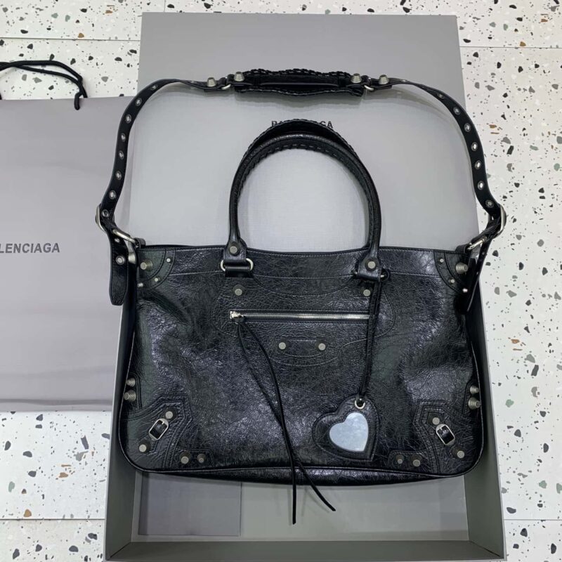 Balenciag neo cagole xl plus 油蜡黑银🖤机车包衍生新款 761601
