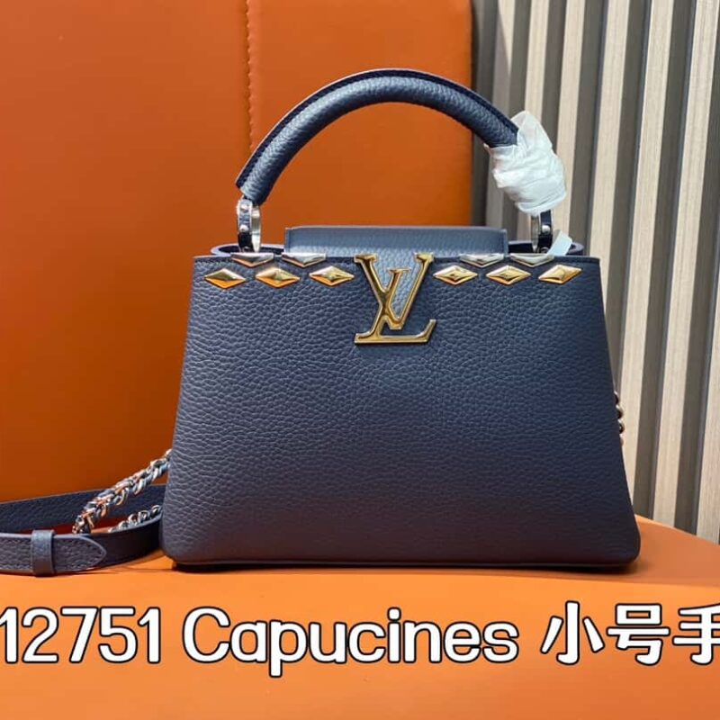 【原单精品】M12751深蓝全皮菱形款 全皮cap那英款系列 本款Capucines小号手袋