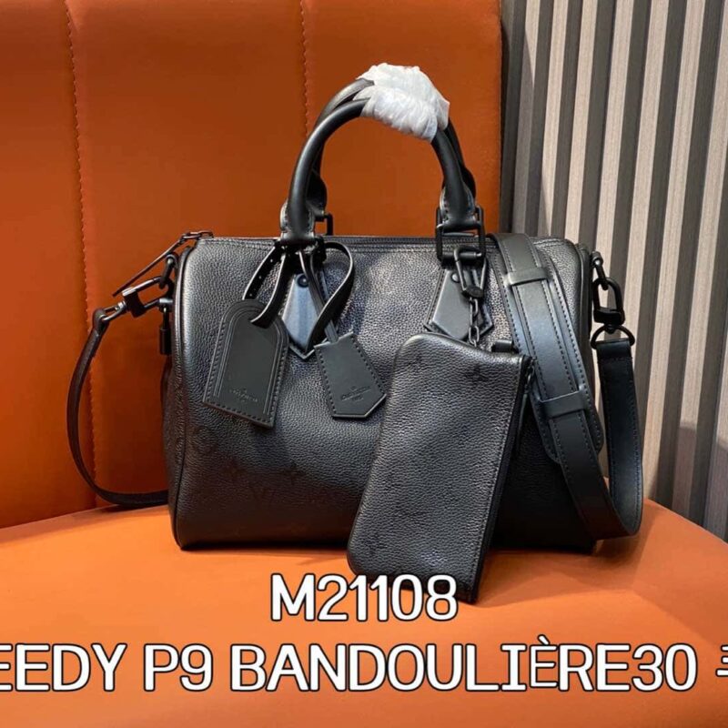 【原单精品】M21108黑色全皮 枕头包speedy系列 SPEEDY P9 BANDOULIÈRE30 手袋