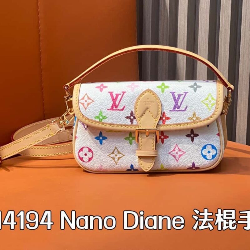 【原单精品】M14194白彩 迷你法棍包系列 Nano Diane 法棍手袋 M14194  白彩（三彩-村上隆）