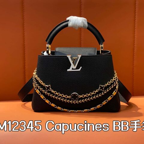 【原单精品】M12345黑色 全皮cap那英款Capucines BB手袋