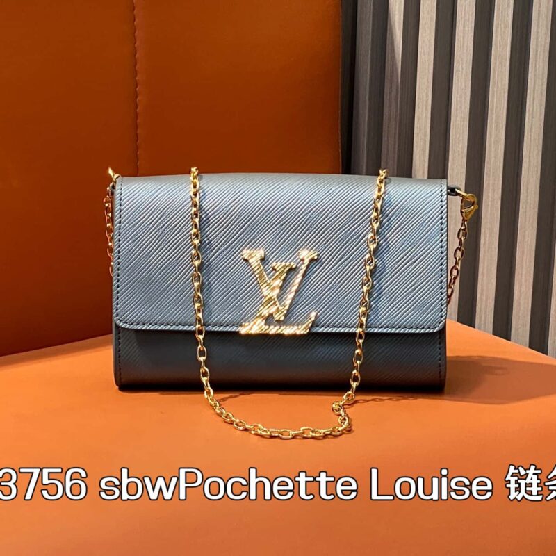 【原单精品】M23756黑灰水波纹 链条包 sbwPochette Louise 链条包 （镜面漆皮）