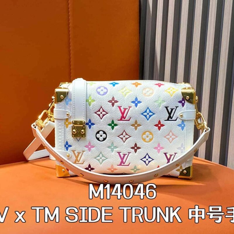 【原单精品】M14046白彩全皮 软盒子系列 当季新款 LV x TM SIDE TRUNK 中号手袋