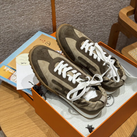 HERMES 617-Jet德训运动鞋👟(男款🚹)棕绿色/Brown-green