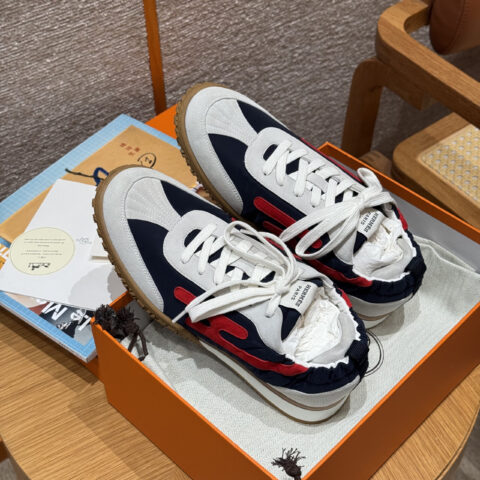 HERMES 617-Jet德训运动鞋👟(男款🚹)海军蓝/活力红/Navy blue / Vibrant red