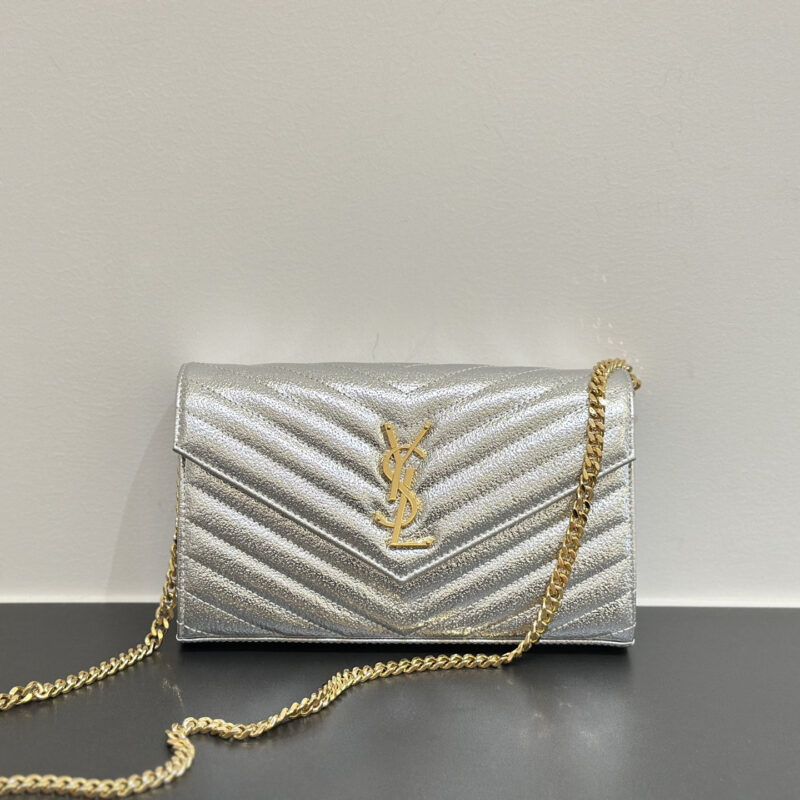 YSL 银色钻石纹𝙬𝙤𝙘 𝟮𝟮𝙘𝙢 360452银色