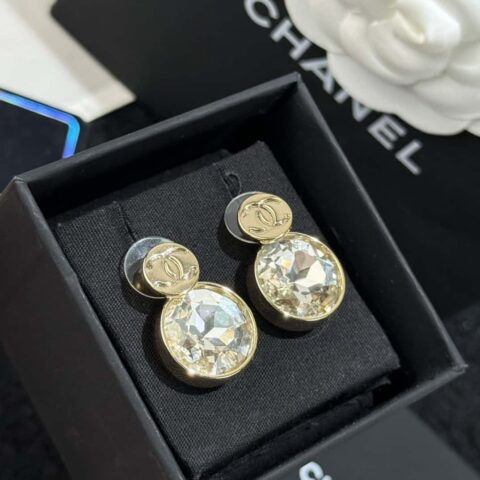 ❗️新品❗️☀️新款☑️ 香奈儿双C 25k 圆形镜面耳钉耳环 ☀️