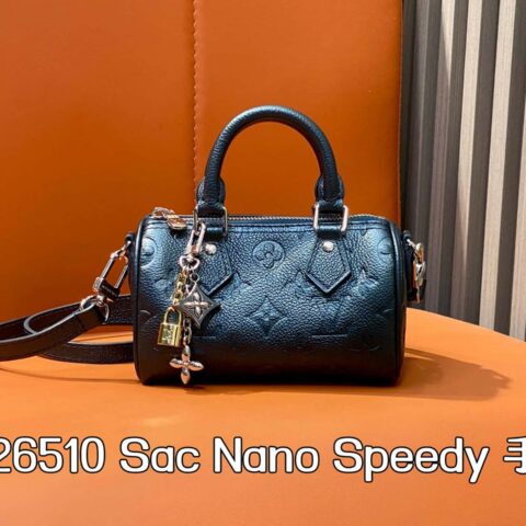 【原单精品】M26510深蓝色 全皮speedy枕头包 Sac Nano Speedy 手袋