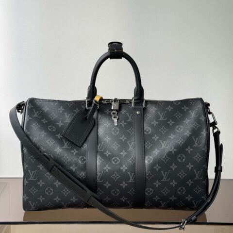 【特级原厂】Keepall Bandouliere45旅行包🧳 型号: M40569黑花 动态芯片版