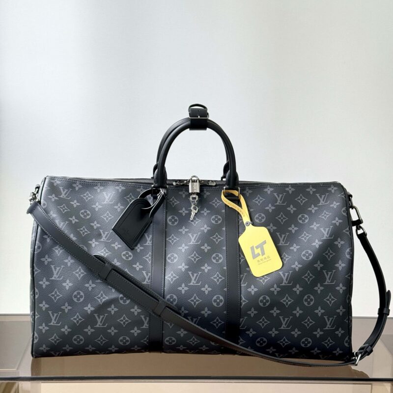 【特级原厂】 Keepall Bandouliere55旅行包🧳  型号: M40605黑花 动态芯片版