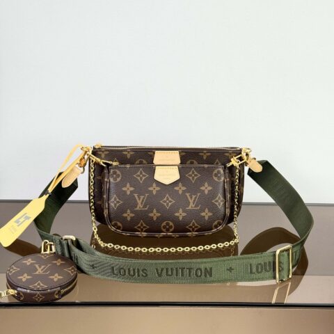 【特级原厂】 Multi pochette Accessoires手袋👜 型号: M44813老花 动态芯片版