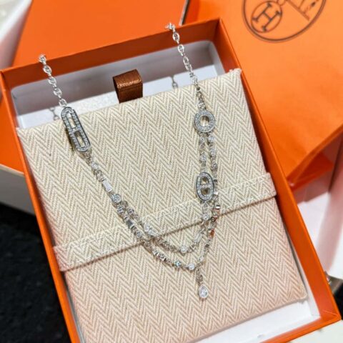 ☀️新款☑️ 爱马仕HERMES chaos双层满钻猪鼻子项链