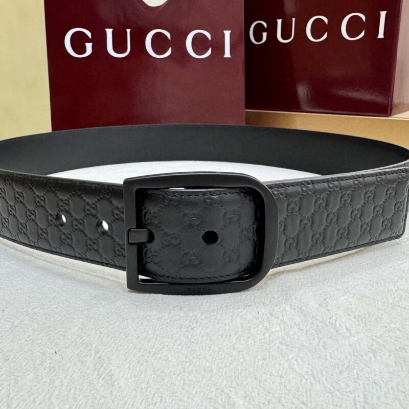 Gucci古驰GG牛皮印花针扣腰带