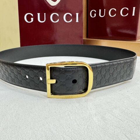 Gucci古驰GG牛皮印花针扣腰带