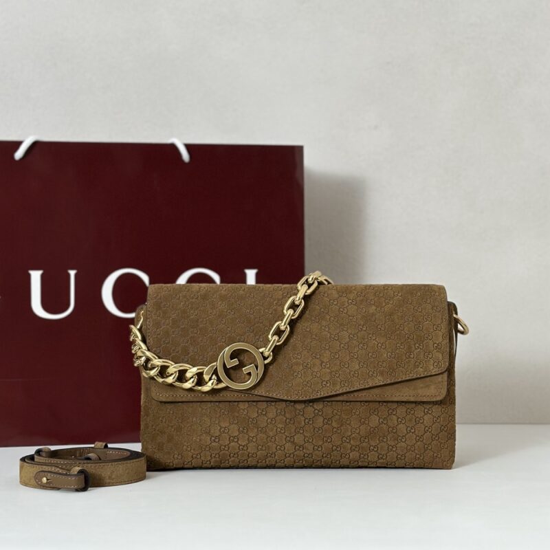 GUCCI 专柜品质，顶级原单货，实物实拍！款号857622棕反绒压