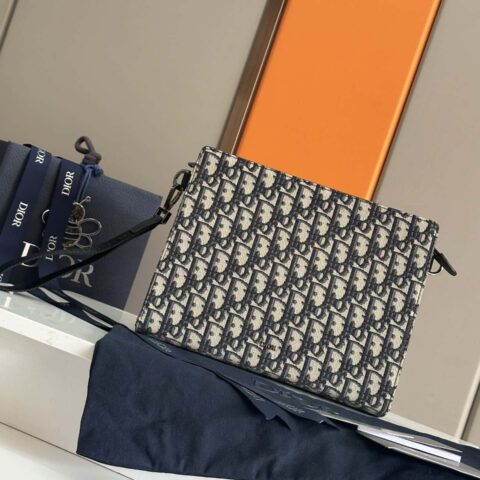 DIOR 迪奥顶级 A5 手拿包黑色 Oblique 印花 编号:2ESCA483YKY_H03E