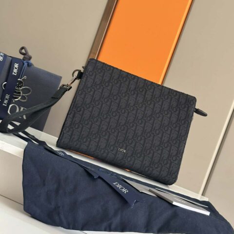 DIOR 迪奥顶级 A5 手拿包黑色 Oblique 印花 编号:2ESCA483YKY_H03E