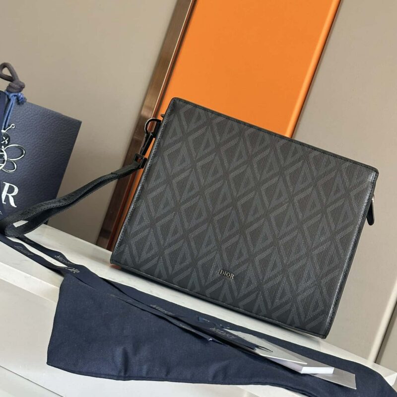 DIOR 迪奥顶级 A5 手拿包黑色 Oblique 印花  编号:2ESCA483YKY_H03E