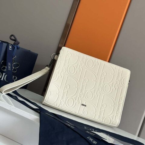 DIOR 迪奥顶级 A5 手拿包白色 Oblique 印花 编号:2ESCA483YKY_H03E